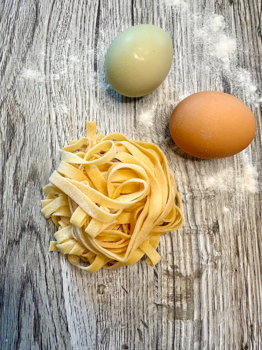 Tagliatelle. "Fresh Egg Pasta Made To Order Hand Cut"