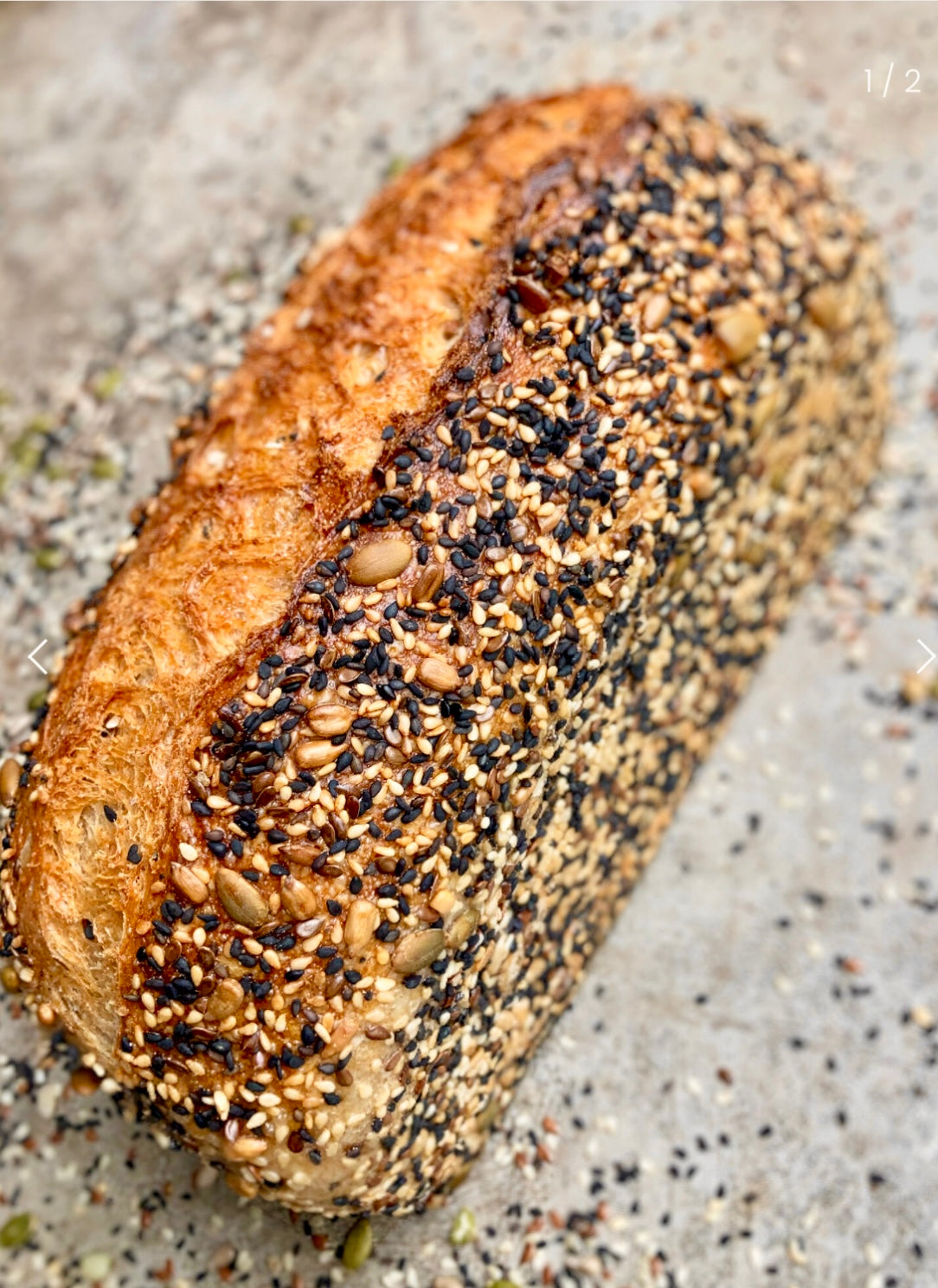 Tinned Seeded Sourdough Loaf.